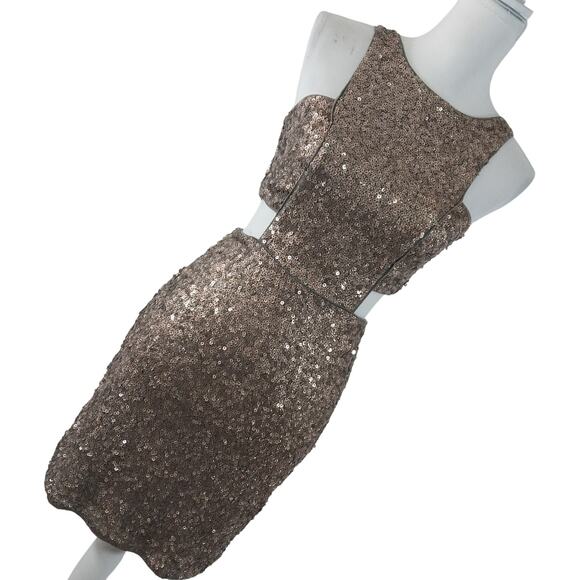 EXPRESS! GOLD SEQUIN EMBELLISHED STRETCH CUTAWAY SIDES, CLUB, PARTY DRESS! SZ 6 - Picture 10 of 10